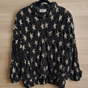 Vintage Silkworm's Black & Gold Metallic Star Crinkle Jacket - Size XL